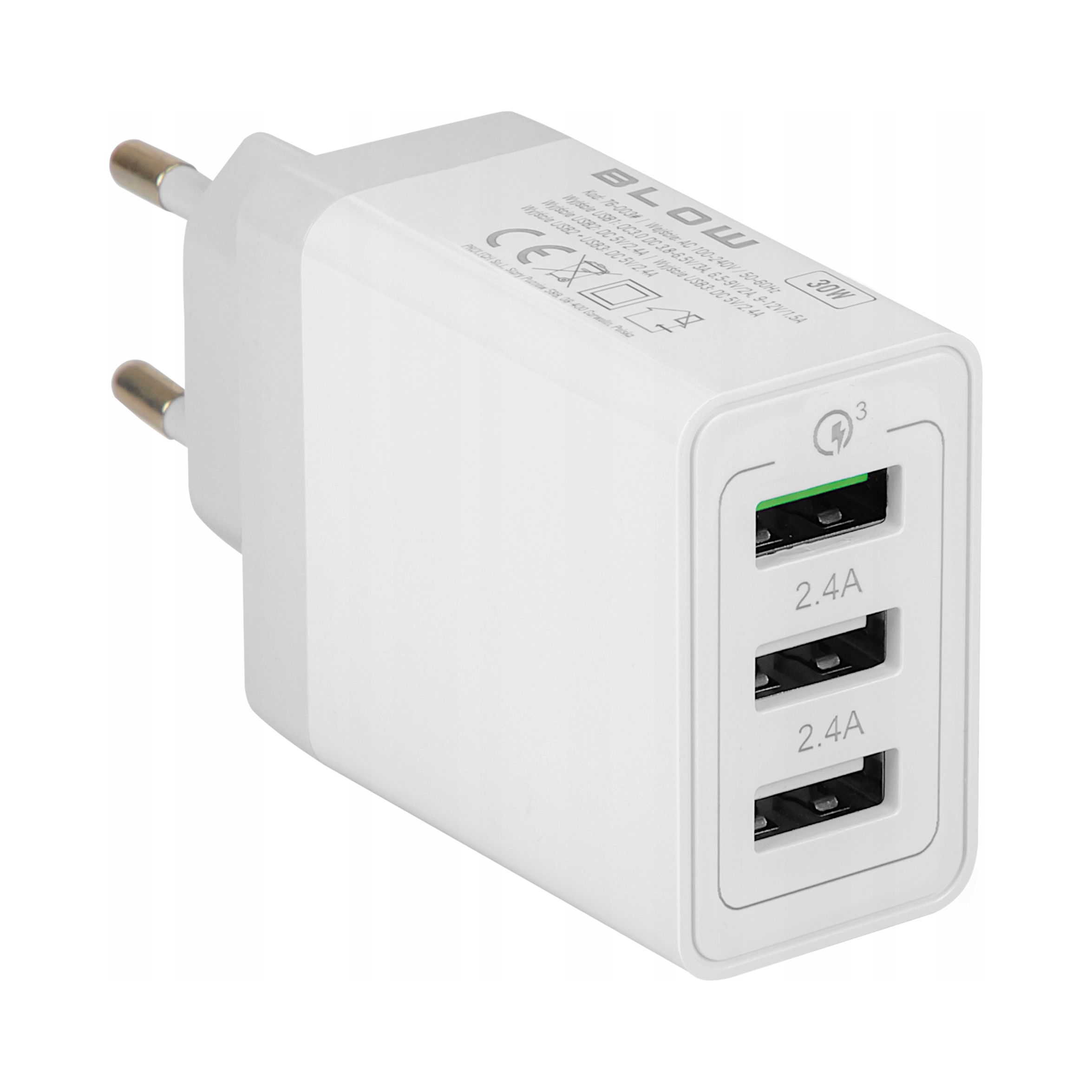 Ładowarka sieciowa Blow 3xUSB 30W Qc 3.0 biały