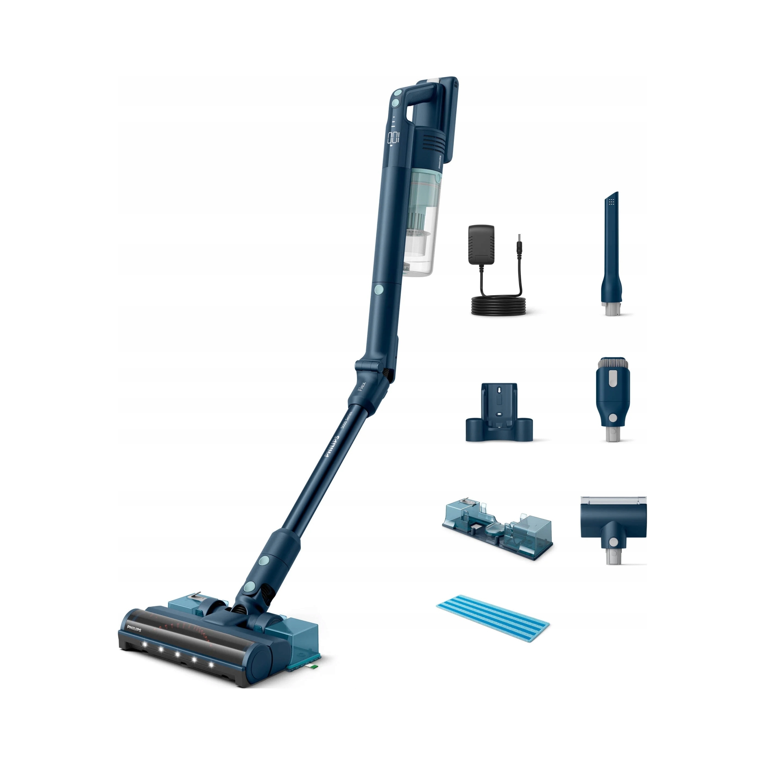 Tyčový vysávač Philips XC5244/10 série 5000 Flex Aqua, modrý