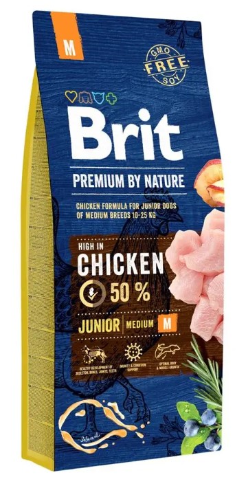 Levně Brit Brit Premium By Nature Junior M s kuřecím masem 15 kg