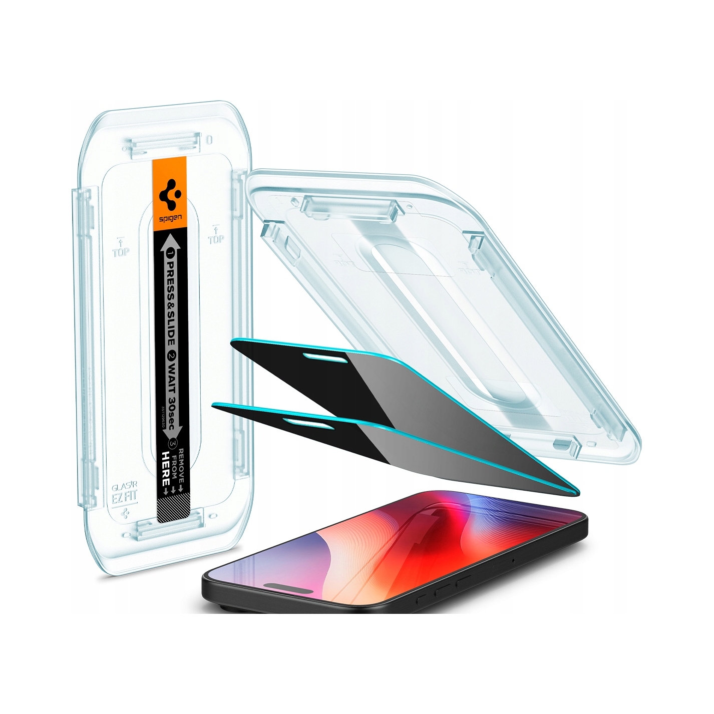 Sklo Spigen pro iPhone 17 16 Pro Max, filtr soukromí aplikátor, sklo