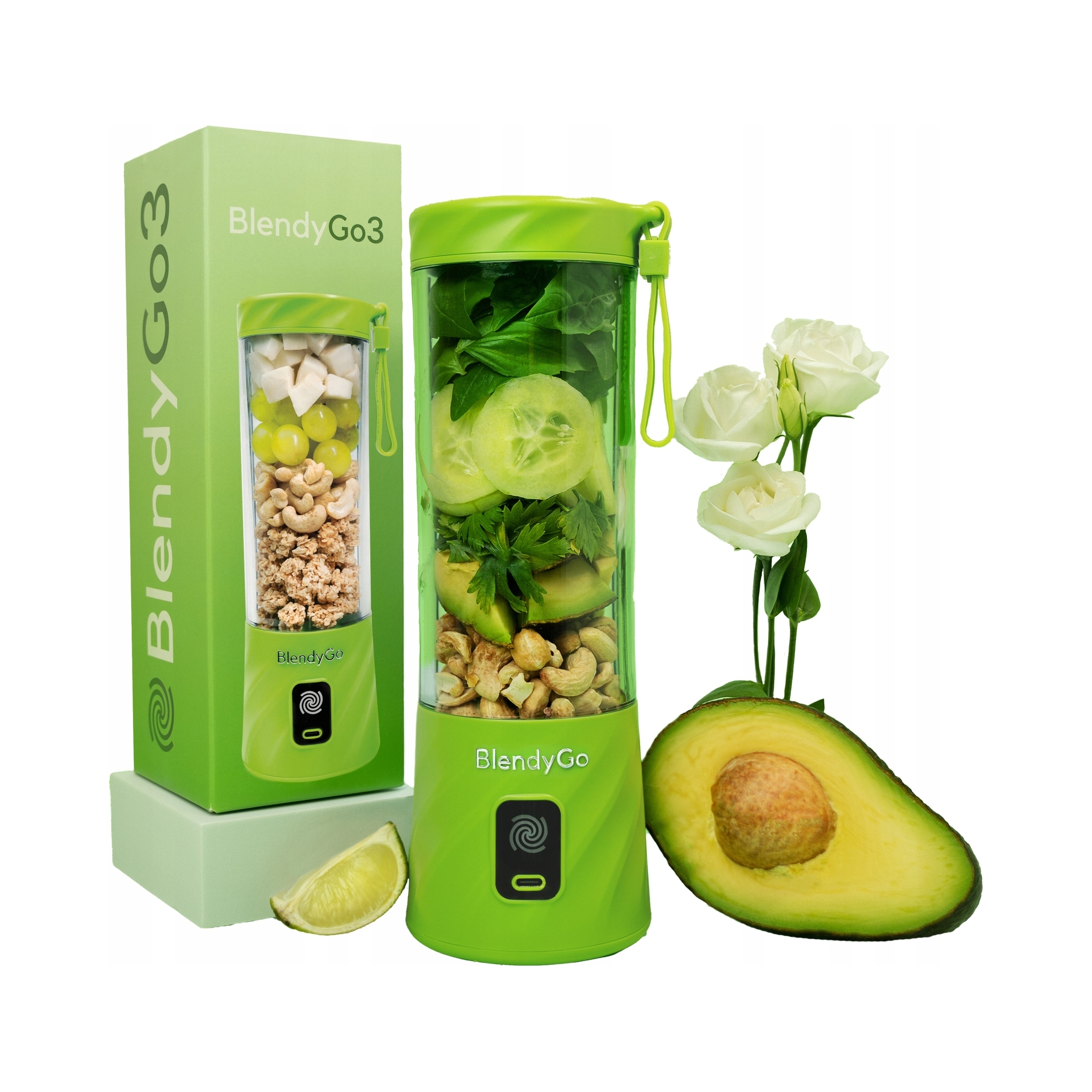 BLENDYGO 3 Blender Do Smoothie Przenośny USB 550ml BPA Free Zielony — miniatura 10