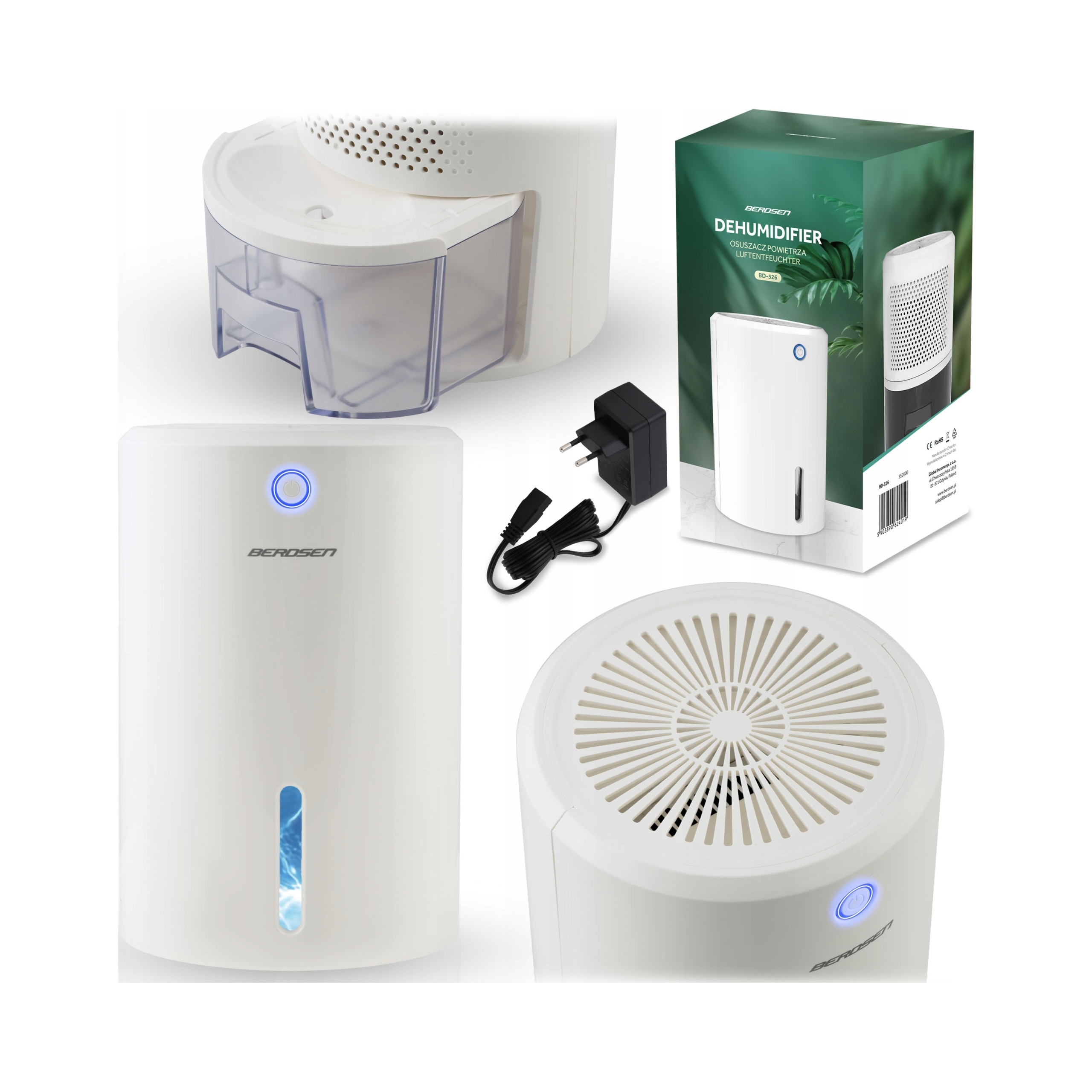 Osuszacz Powietrza Pochłaniacz Wilgoci Cichy 34dB Led Berdsen