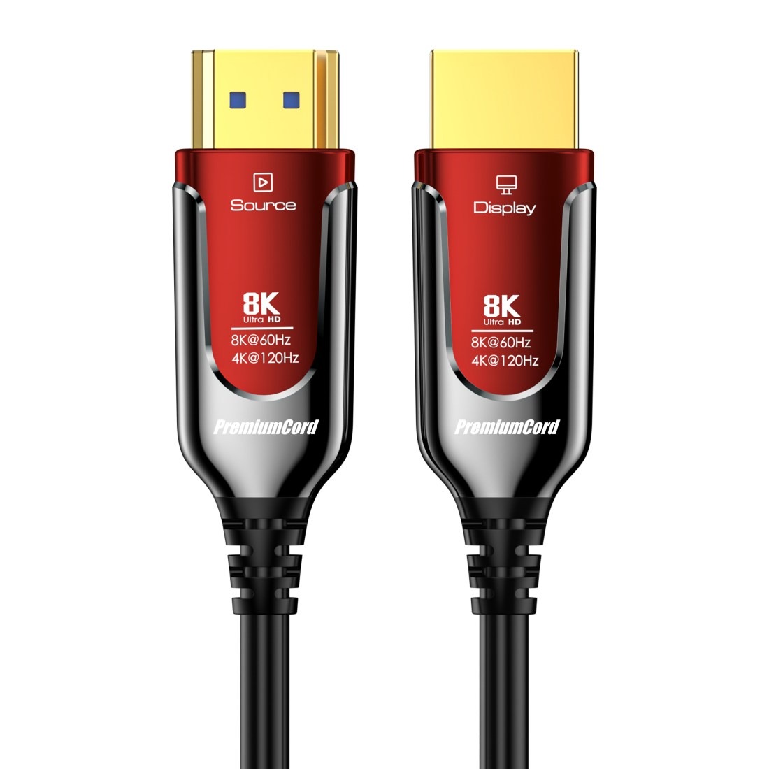 PremiumCord Ultra High Speed Hdmi 2.1 optický fiber kabel 8K@60Hz, 10m zlac