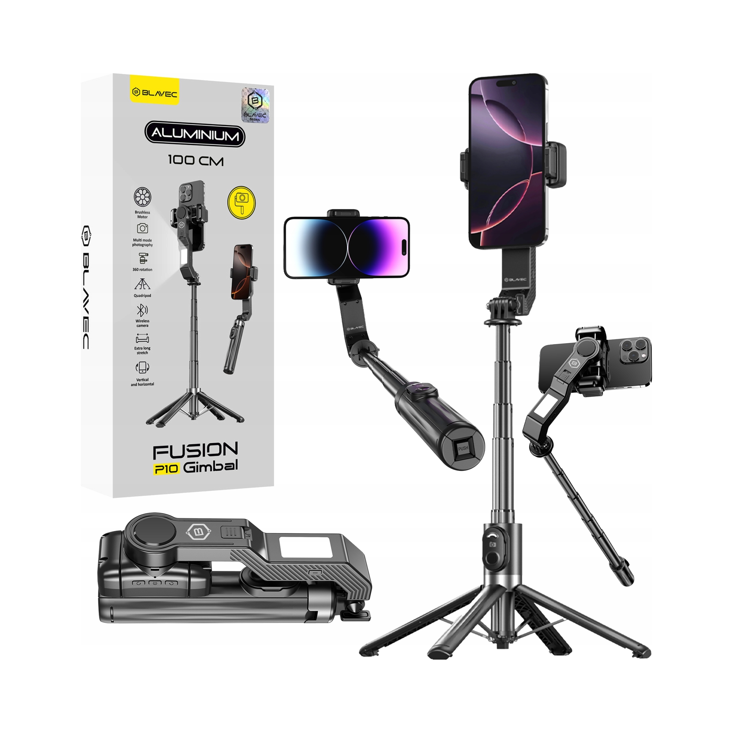 Selfie tyč Blavec Držák Gimbal Tripod Led světlo Dálkové ovládání jako Dárek