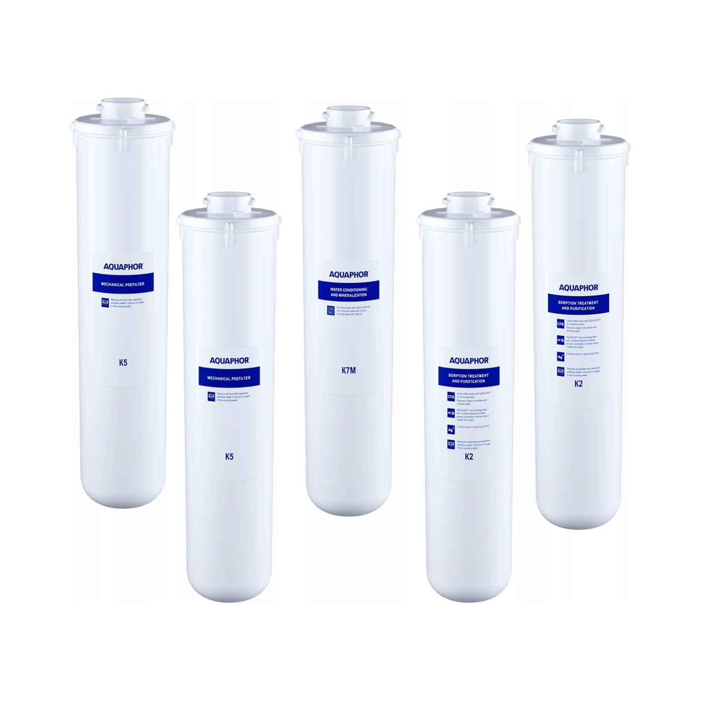 Zestaw wkładów do Aquaphor RO-101S Morion, wkłady 2 x K5, 2 x K2, K7M