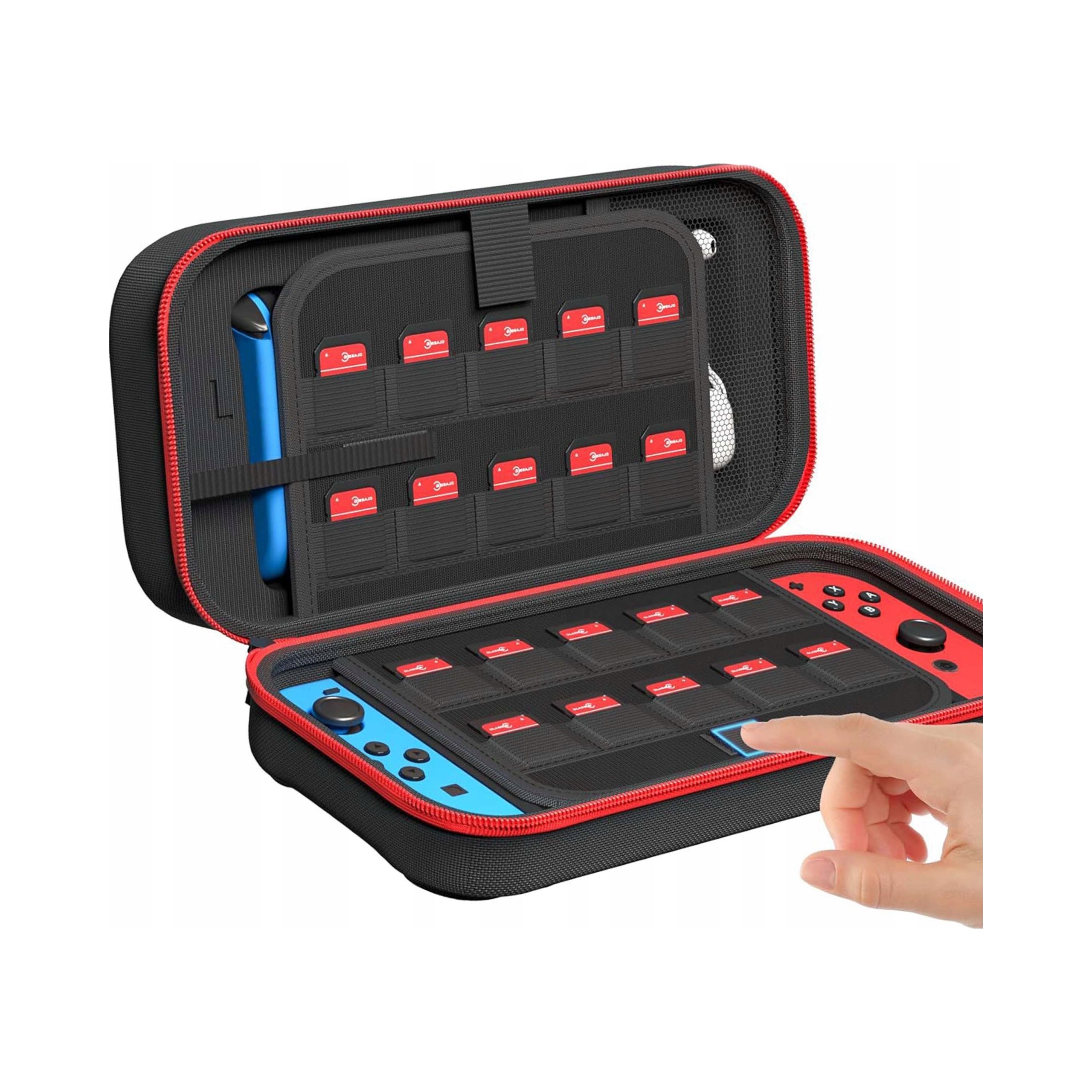 Etui Renew Force do Nintendo Switch, wzmocnione, czarne, z kieszeniami