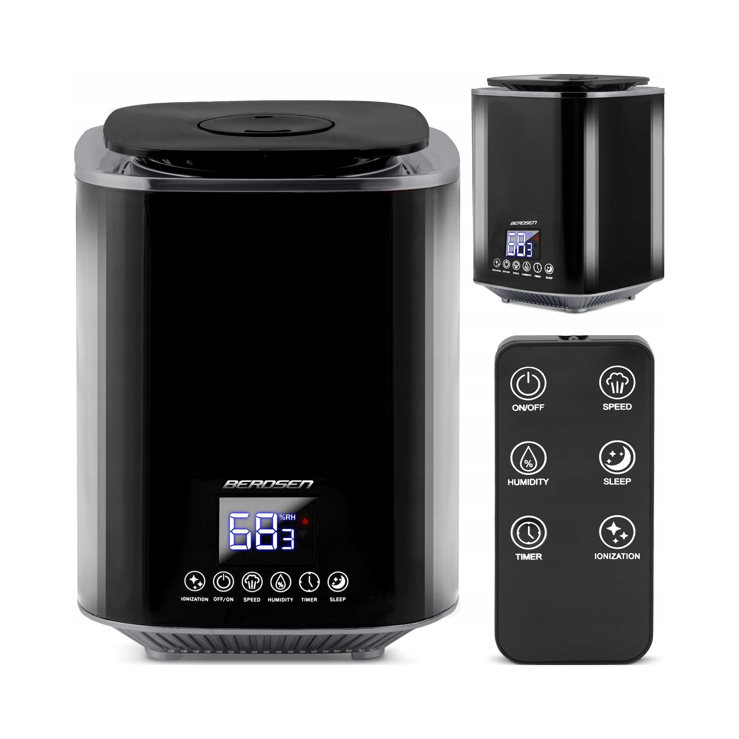 Berdsen BD-502 Zvlhčovač vzduchu 250 ml/h, objem nádrže 2,6 l, čierno-sivý