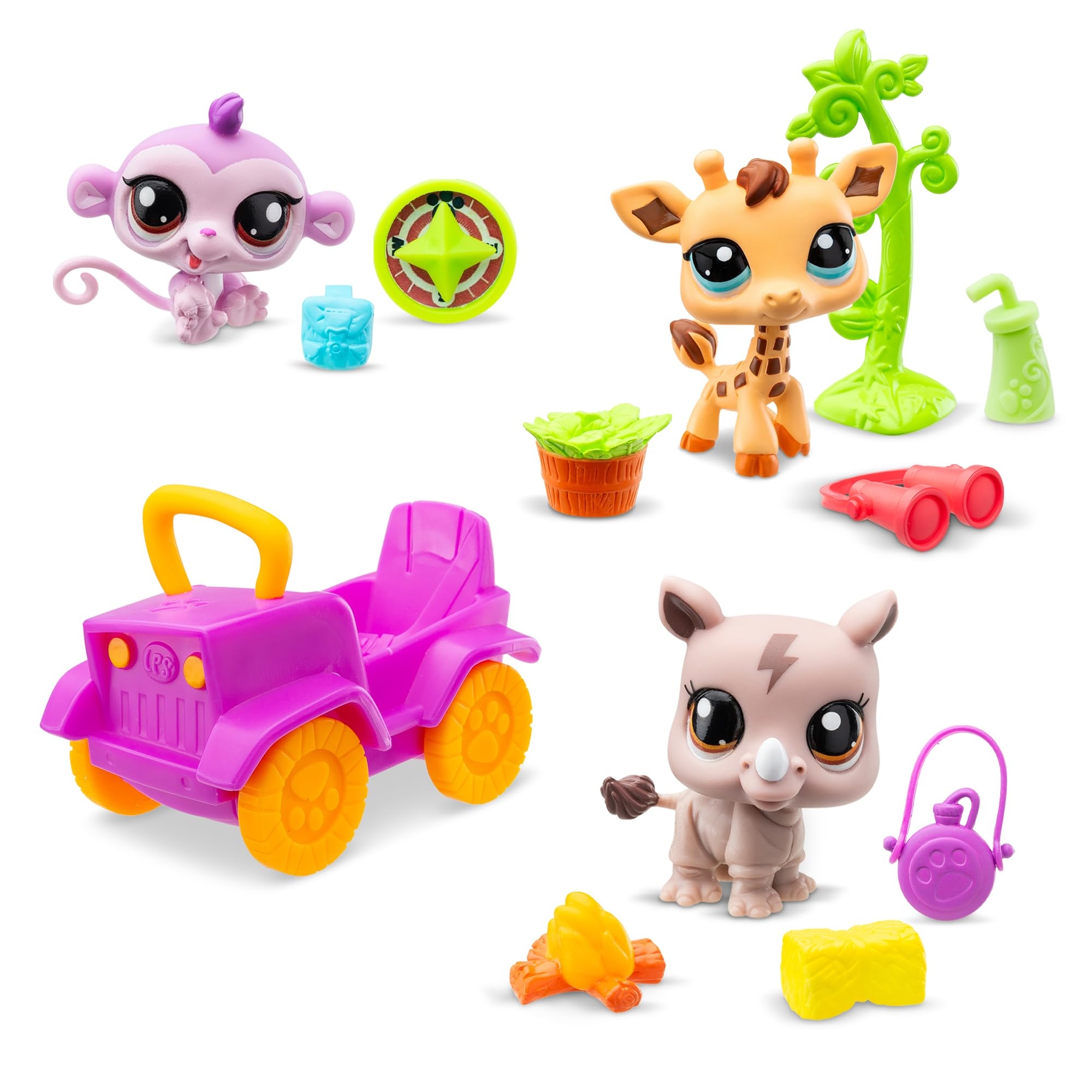 LITTLEST PET SHOP ZESTAW SAFARI 3 FIGURKI NOSOROŻEC MAŁPKA ŻYRAFA play pack