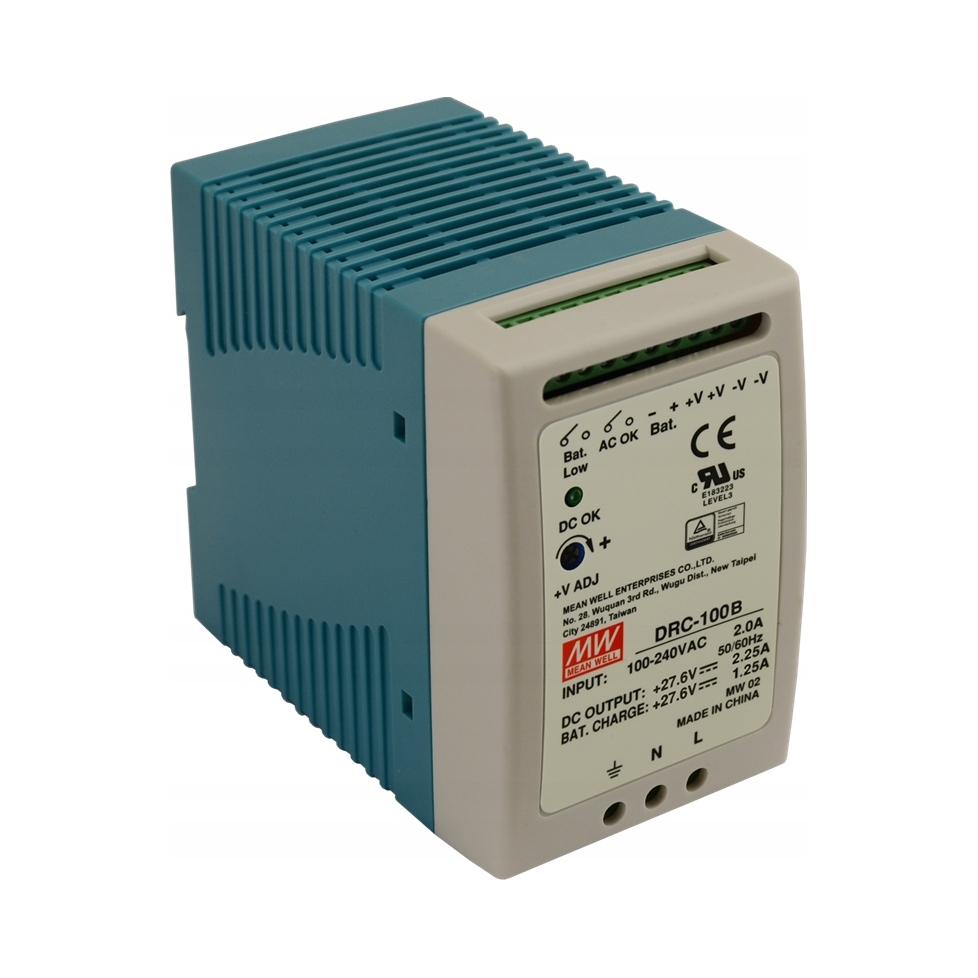 Vyrovnávací impulsní napájecí zdroj na Din Mean Well DRC-100B 100W 27,6V 2,25A