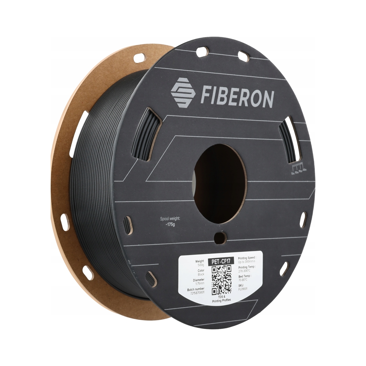 Filament Polymaker Fiberon PET-CF17 black 1,75 mm 0,5 kg