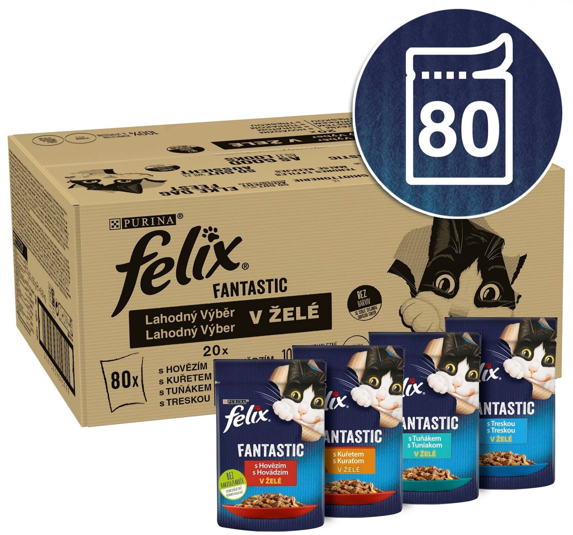 Felix Classic, v želé a v omáčce, 80 x 85 g, venkovské příchutě