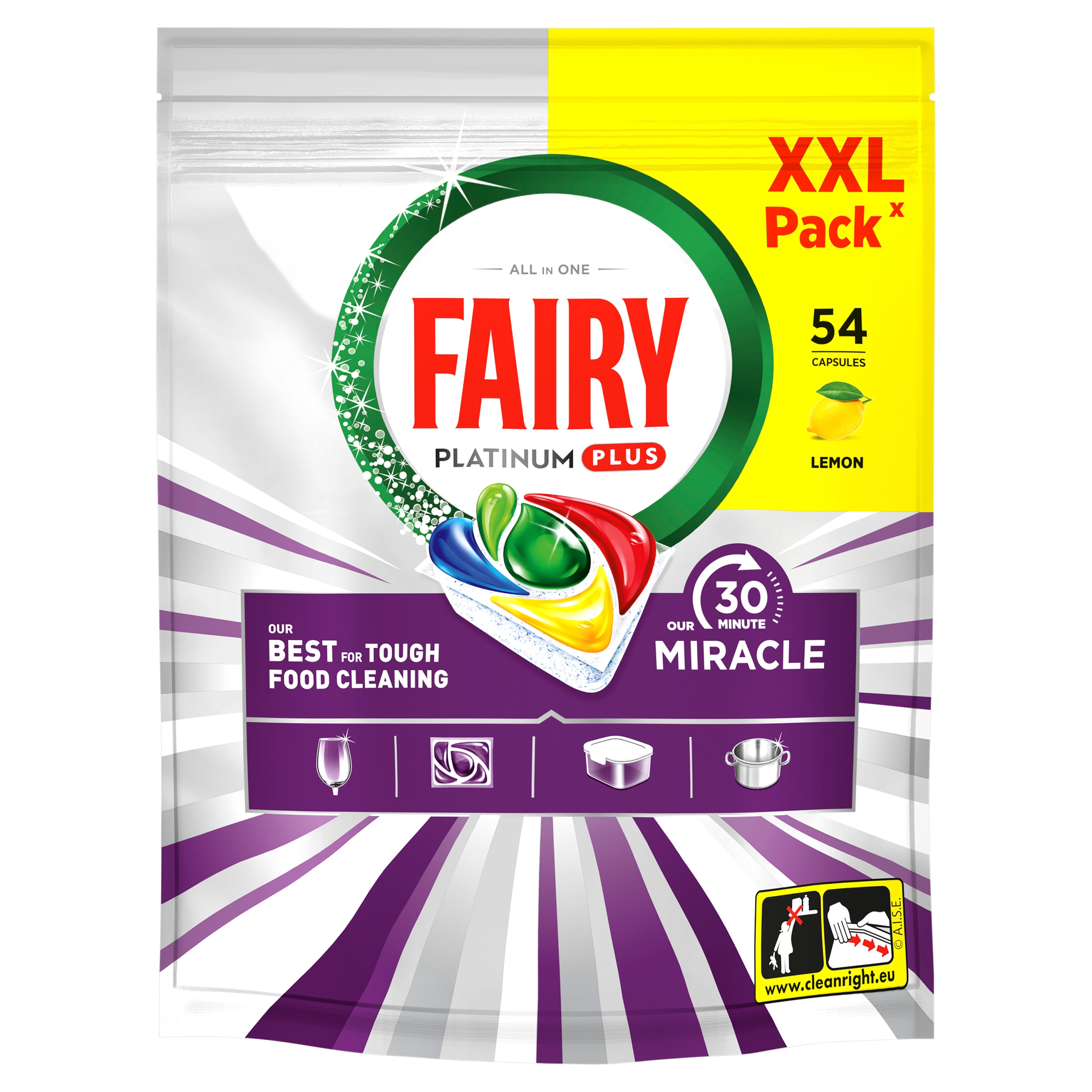 Levně Fairy Kapsle do myčky Platinum Plus 30 minut Miracle Lemon 54 ks