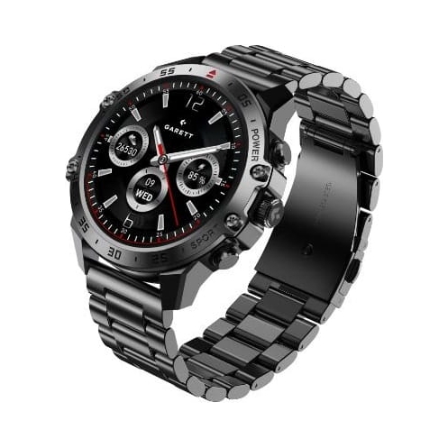 Garett V14 Czarny Stalowy Smartwatch Bluetooth Rozmowy IP68 Sport