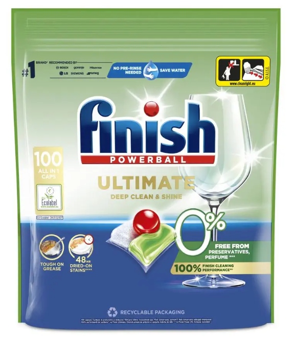 Finish Kapsułki do zmywarki Ultimate Powerball 0% 100 sztuk Eco