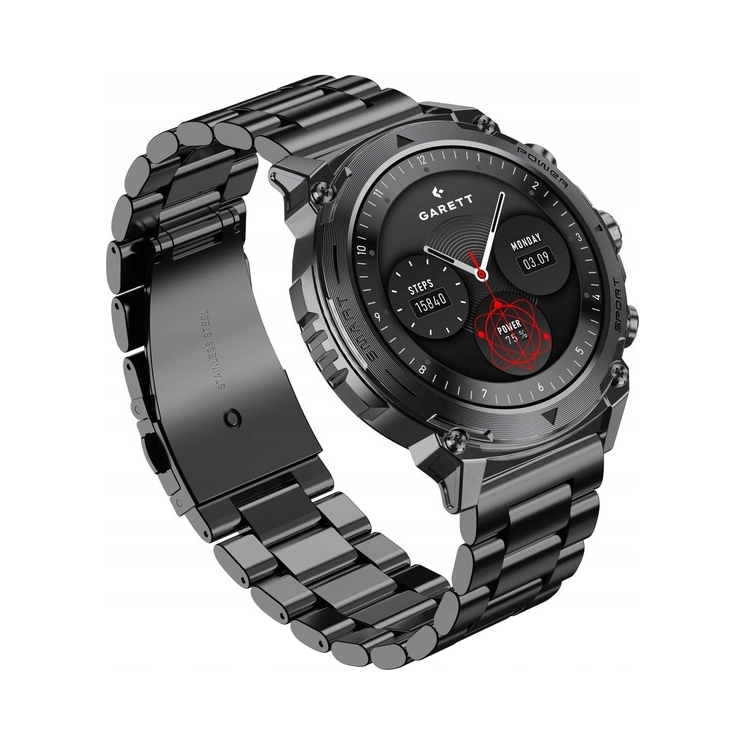 Chytré Hodinky Garett Atom ocelové, černé