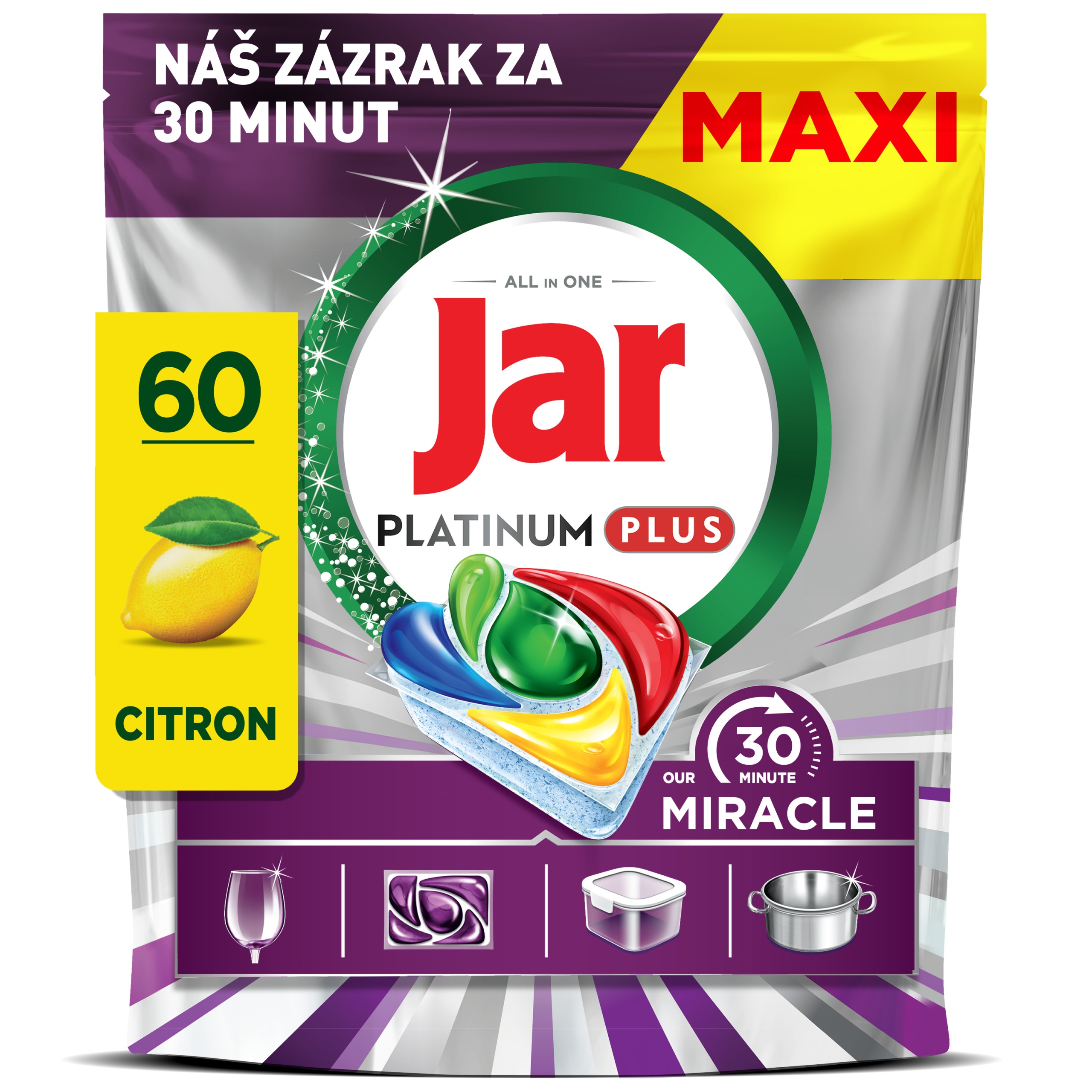 Levně Jar Platinum Plus 30 Minute Miracle tablety do myčky 60 ks