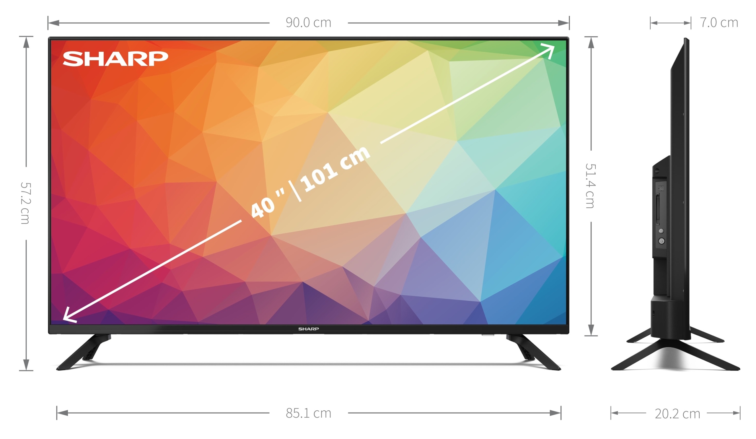 Telewizor Sharp BEZRAMKOWY 40FH2EA 40" Full HD Android TV+DEDYKOWANY UCHWYT Typ telewizora LED