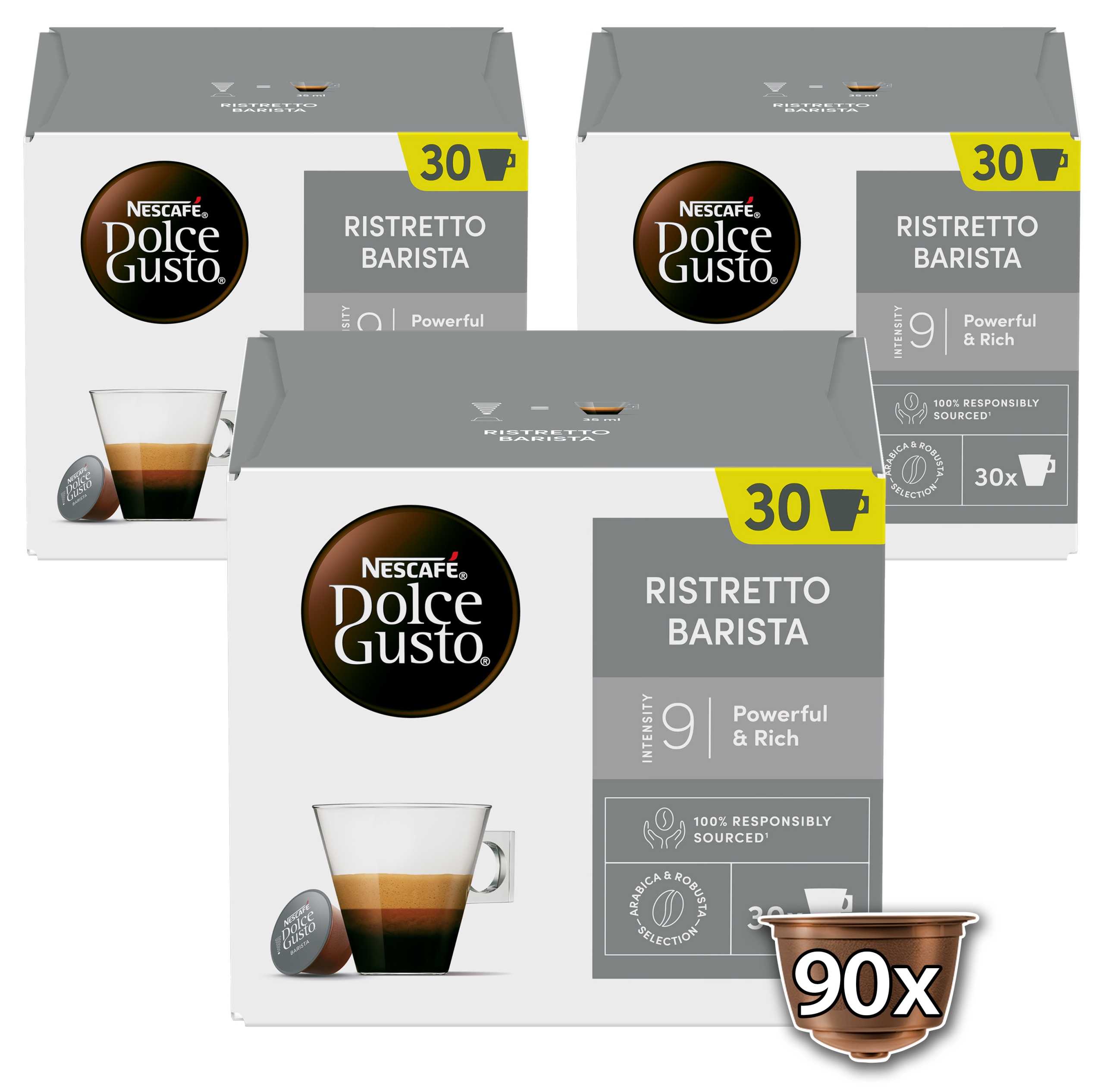 Levně Kapsle do Dolce Gusto Nescafe Ristretto Barista 90 kusů (3 balení po 30