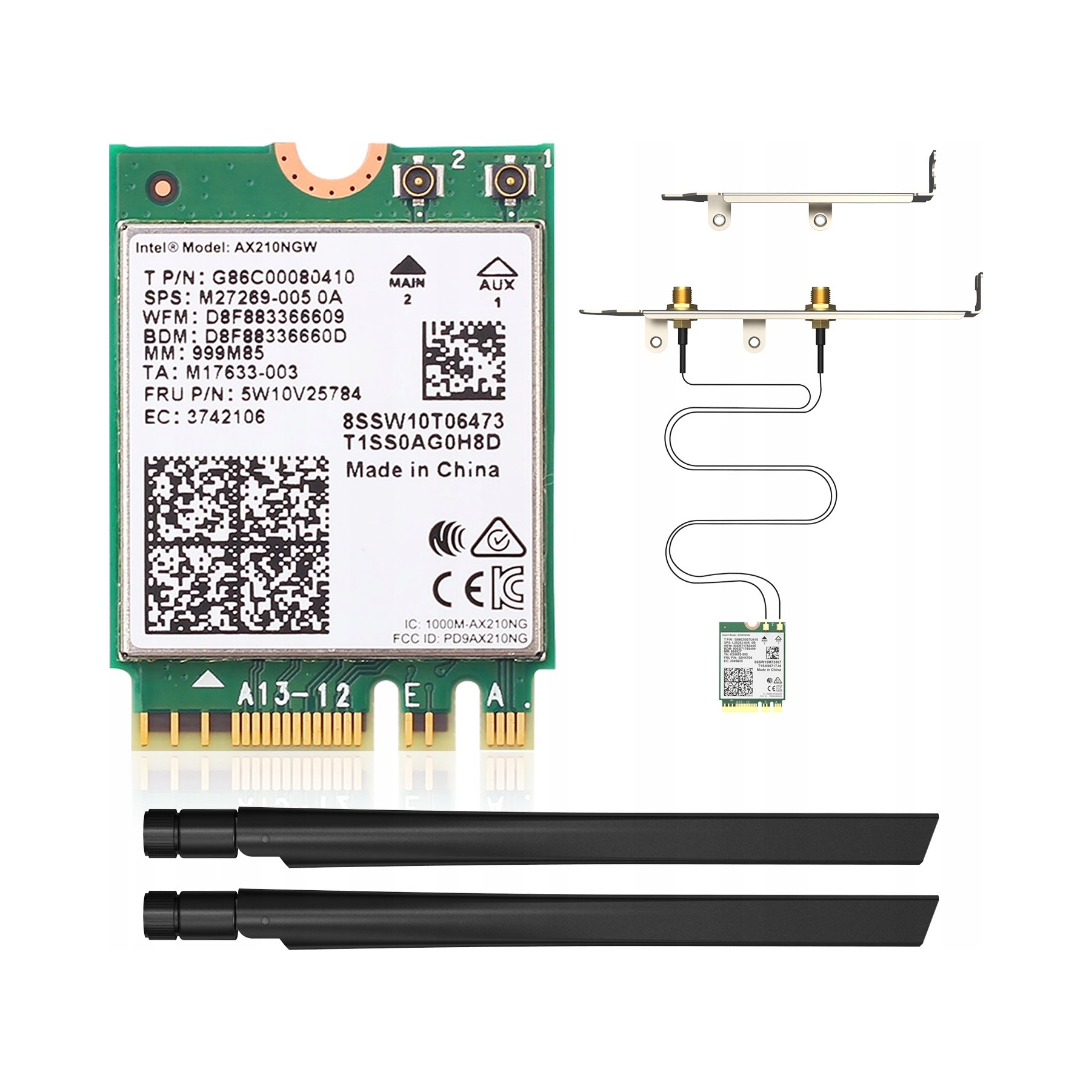 2× Karta sieciowa do laptopa Intel WiFi 6 6E AX210 Bluetooth 5.3 5374Mbps M.2