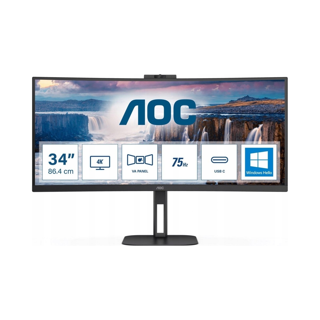 Led Monitor 34" Aoc CU34V5CW/BK Va panel 3440x1440 px 100 Hz Hdmi Dp