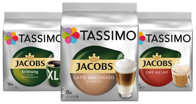 Levně Tassimo kávové kapsle Jacobs Kronung XL Mild XL sada 3 x 16 ks