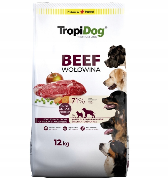 Levně Tropidog Tropidog Premium Adult Medium & Large Breed Hovězí maso s rýží 1