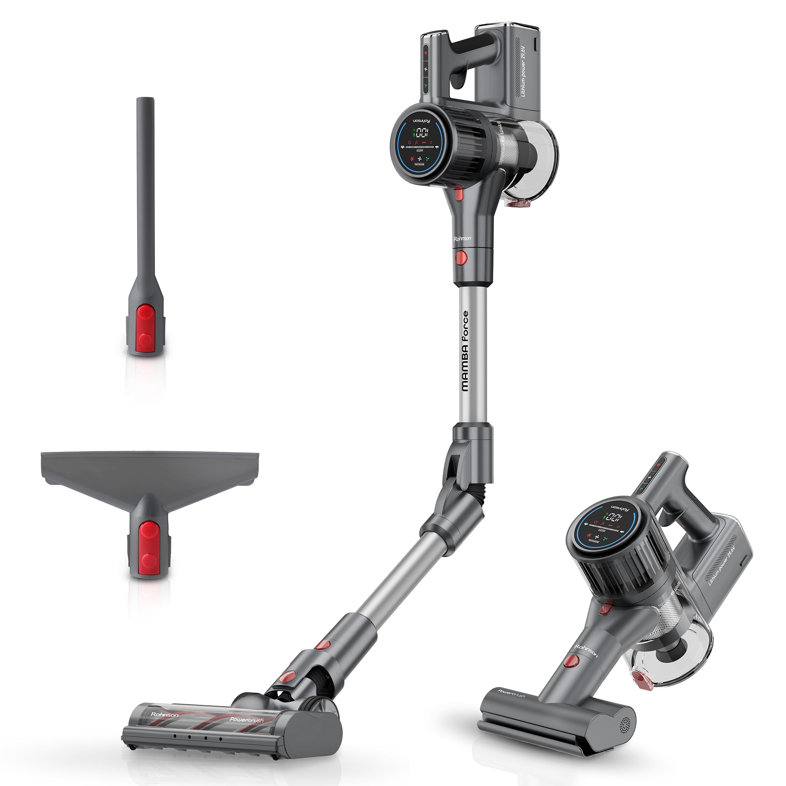Tyčový vysávač Rohnson M9 Mamba Force strieborná/sivá