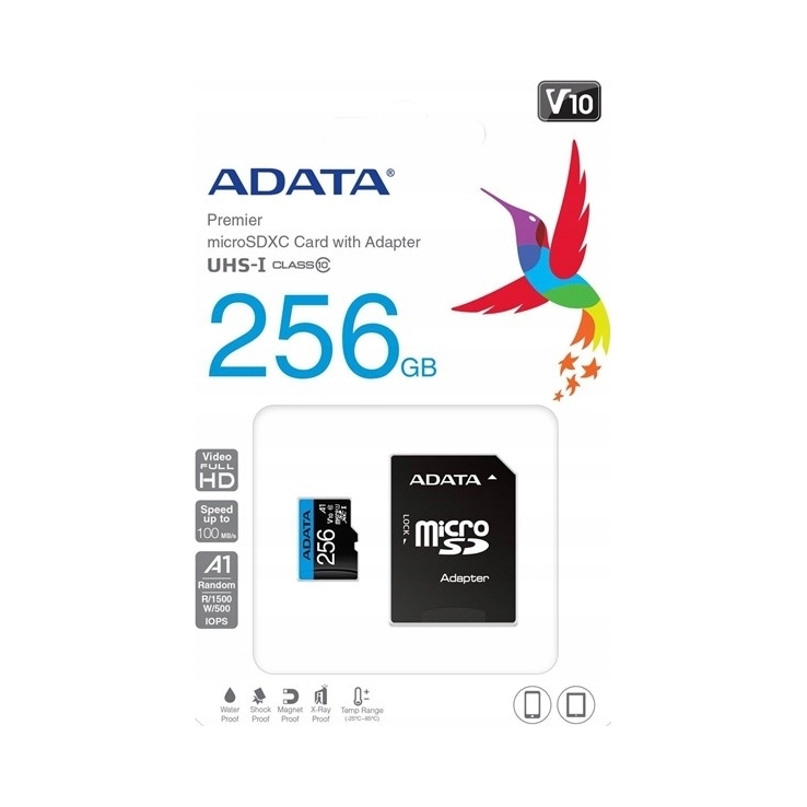 Paměťová karta Adata microSD Premier 256GB UHS-I/CL10/A1 adaptér