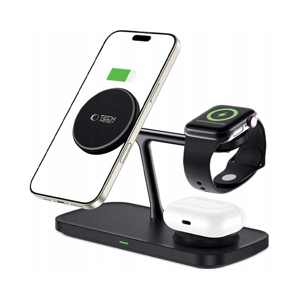 Tech- Protect QI15W- A45 3IN1 Magnetic MagSafe Wireless Charger Black