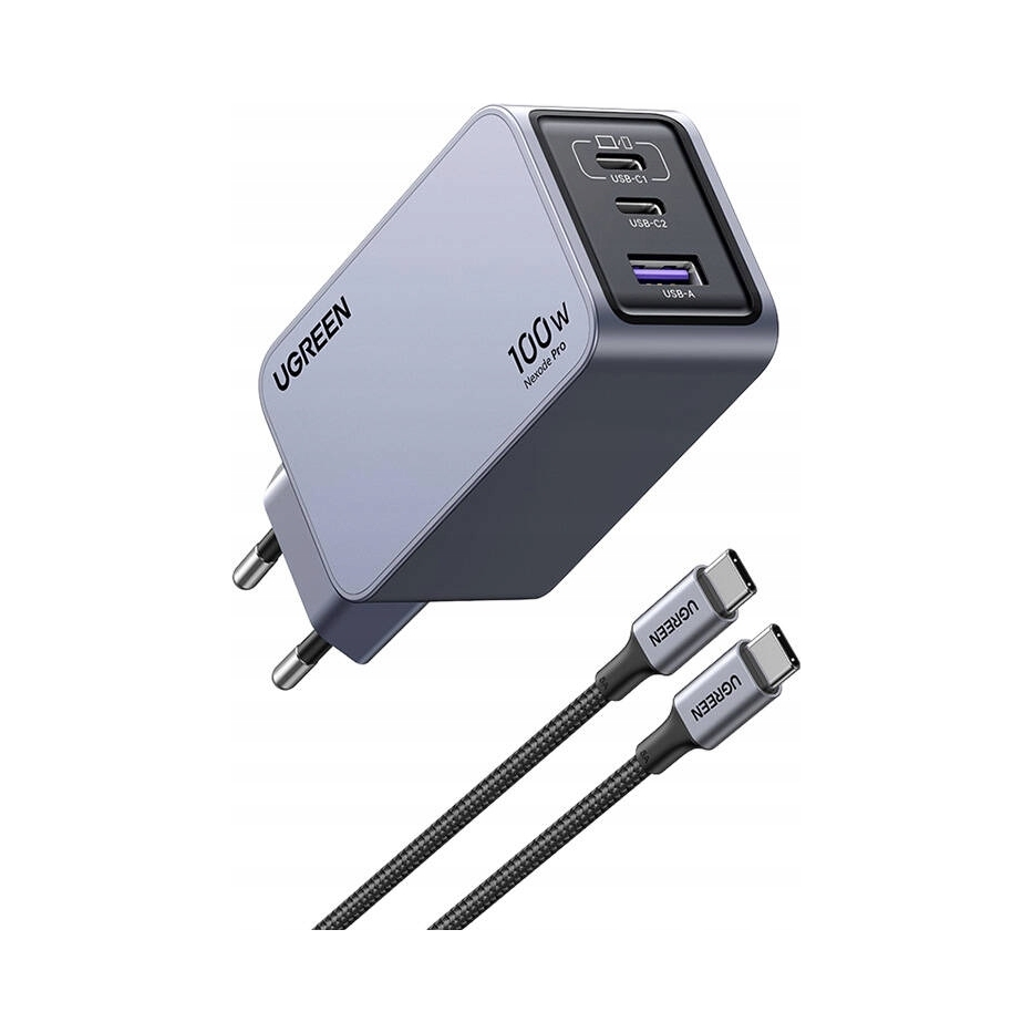 Sieťová nabíjačka Ugreen Nexode Pro 100W GaN Usb 2x Usb-c Sivá