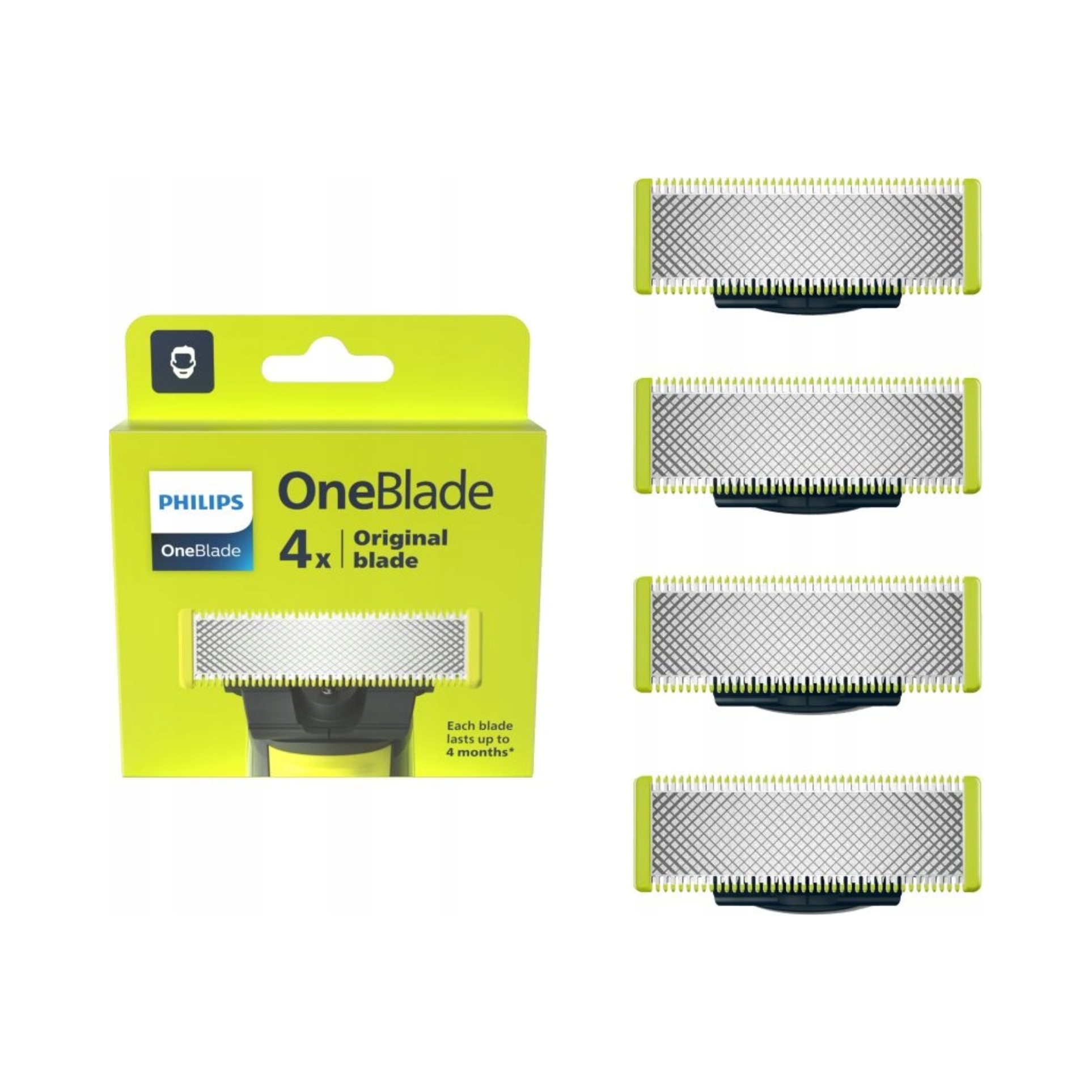 Náhradné čepele pre holiaci strojček Philips OneBlade Original, 4 ks QP240/50