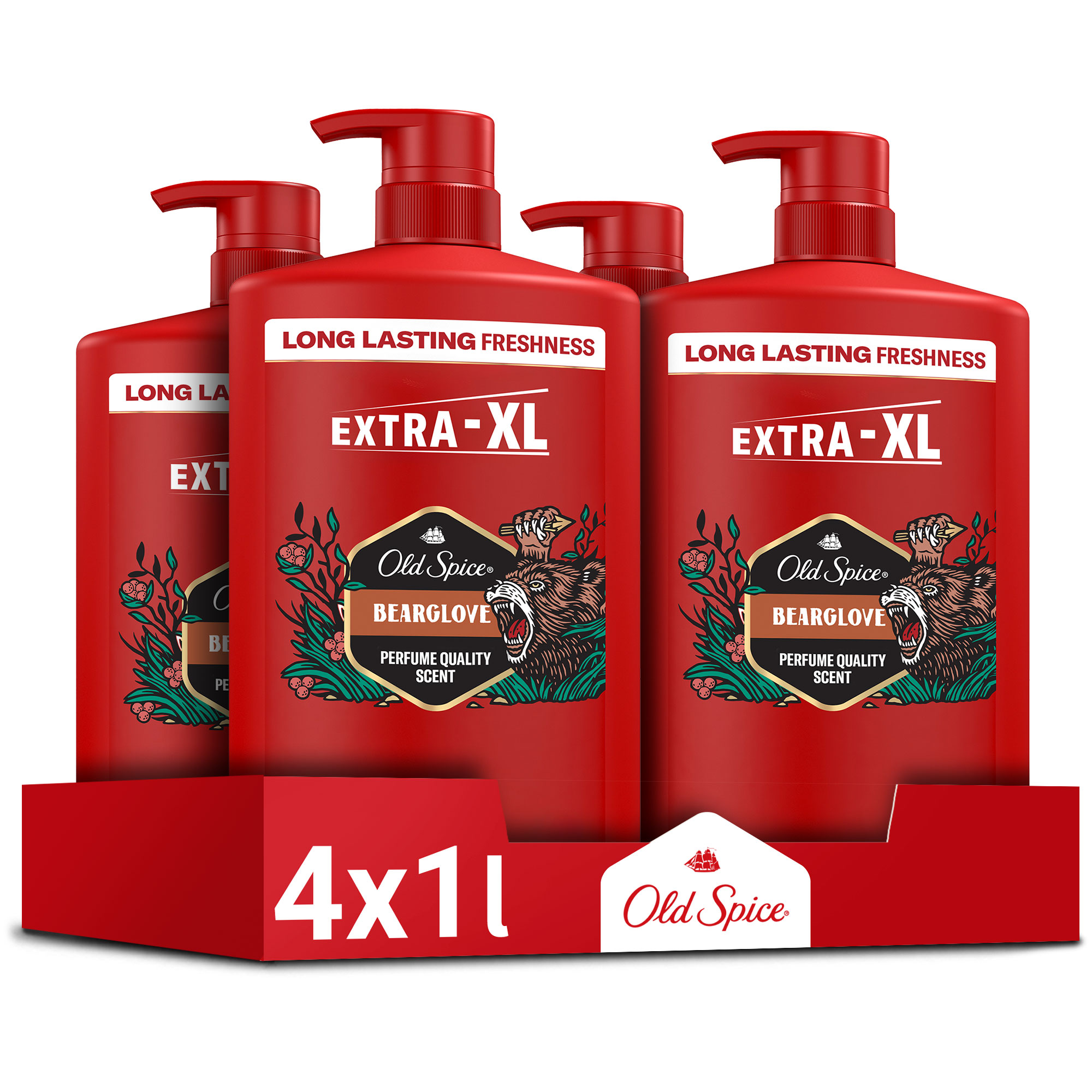 Old Spice Bearglove Męski Żel pod prysznic, Szampon 3w1 4x1L