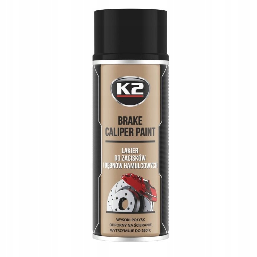 K2 Brake Caliper Paint Lakier do zacisków i bębnów hamulcowych Czarny 400ml