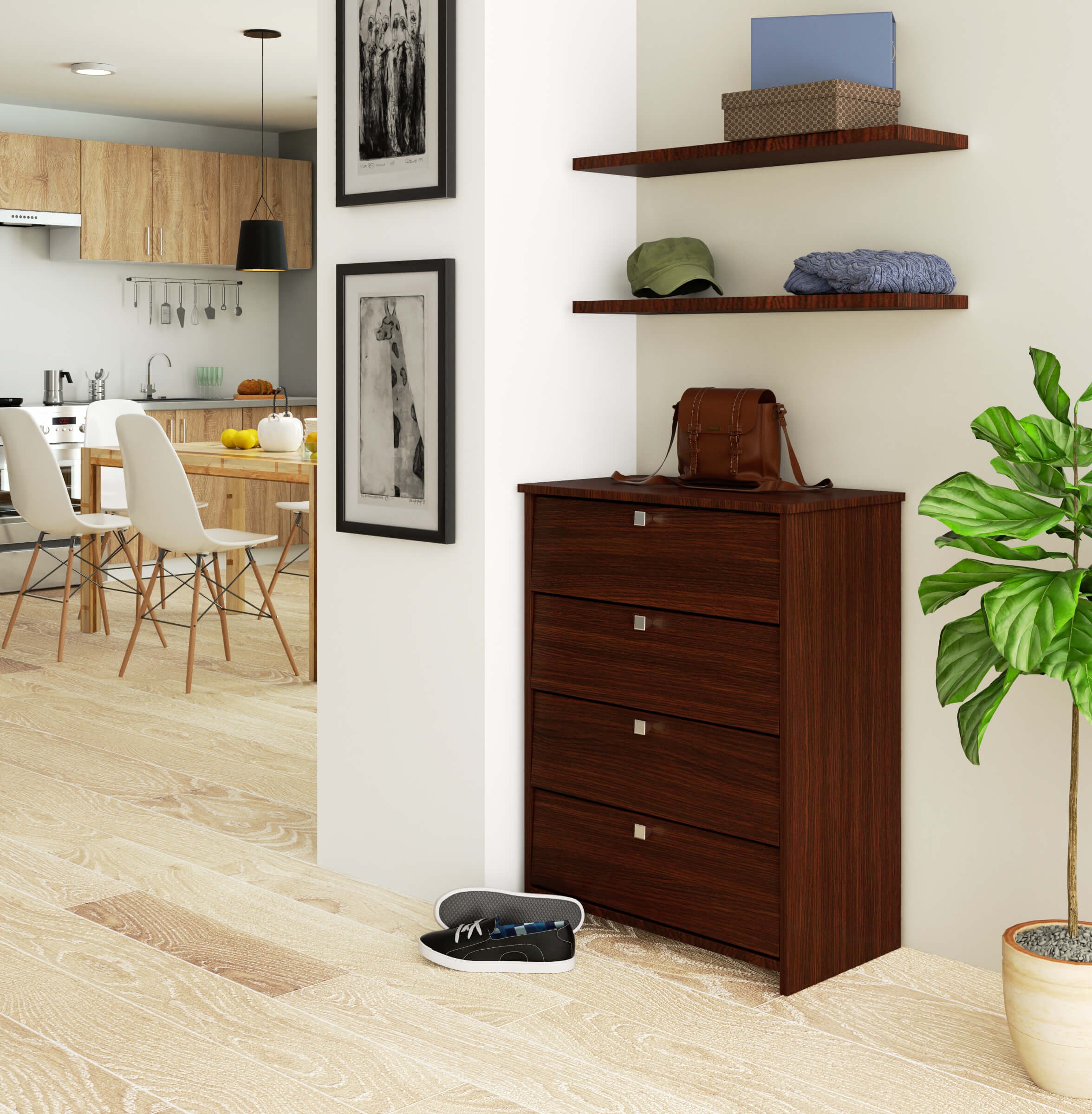 SZAFKA NA BUTY Z PÓŁKAMI RUBIN 66cm WENGE Marka Akord