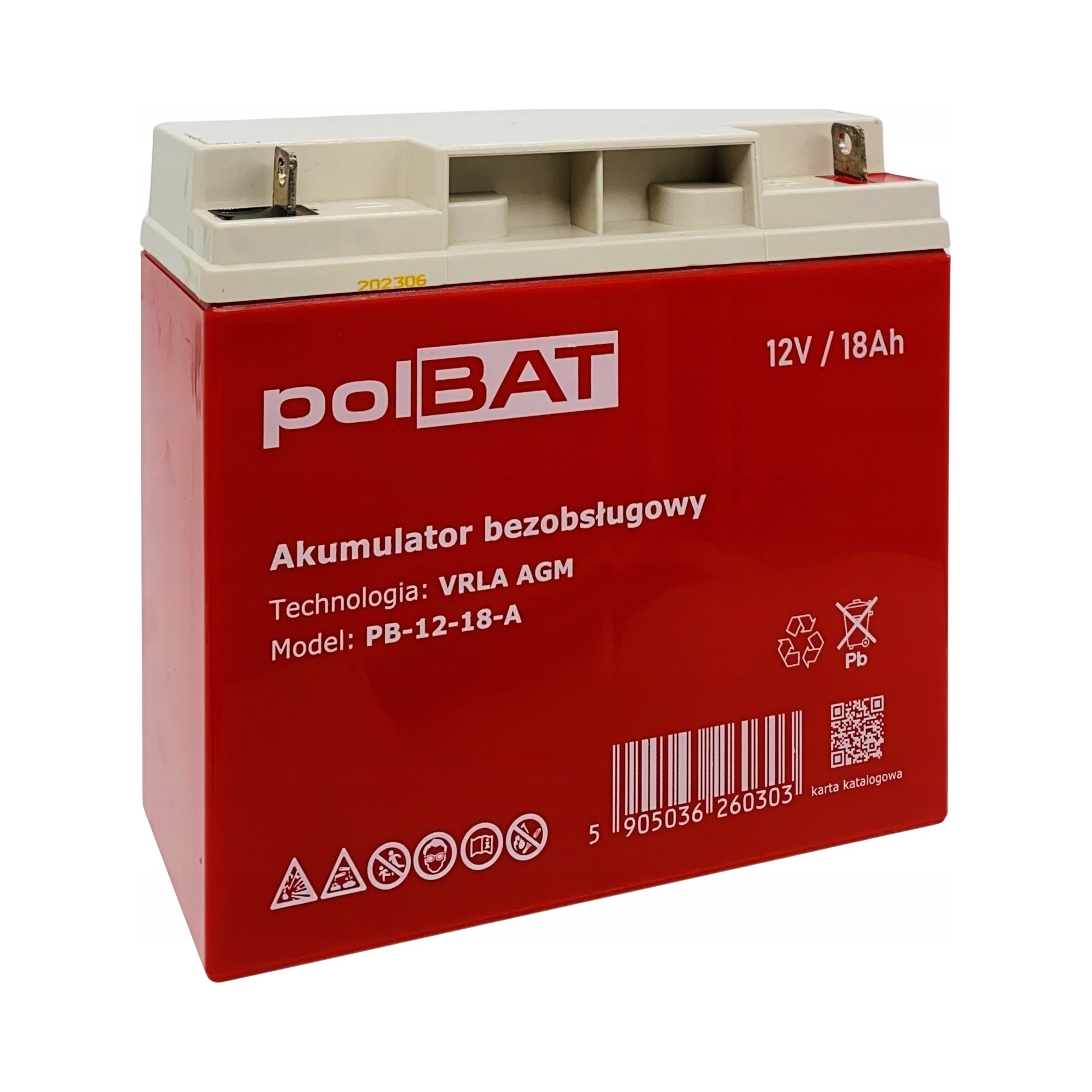 Akumulator Bezobsługowy Vrla Agm 12V 18Ah (wymiar 17Ah) polBAT