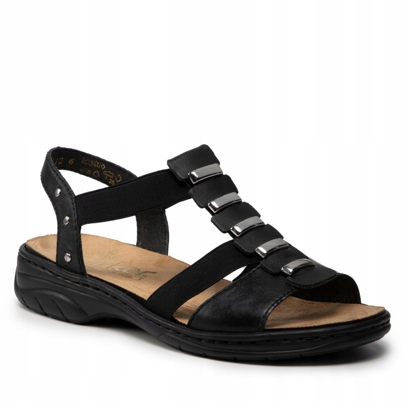 Dámské sandály Rieker 64580-00 na ploché podrážce, černé, vel. 37