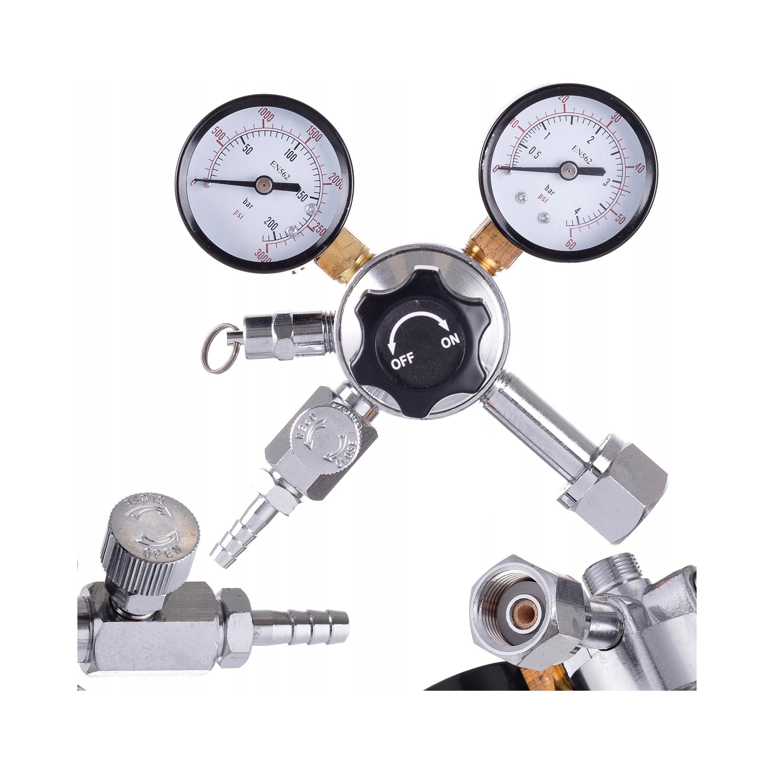 Reduktor CO2 pro vodu piva Vína Cydru Pojistka 2 manometry