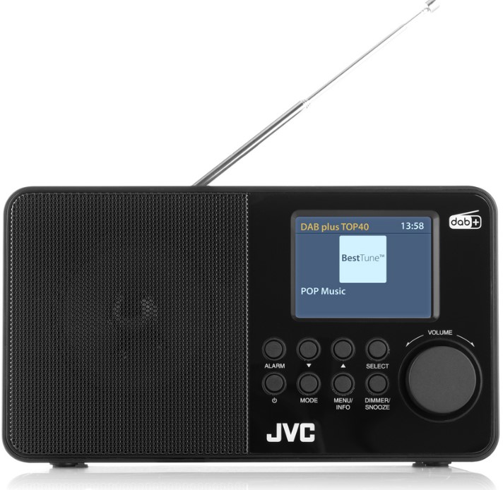 Prenosné digitálne Fm rádio Dab+ Jvc RA-E611B-DAB čierne Snooze a Sleep 4xAA
