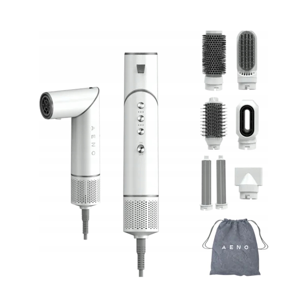 AENO HS1 Suszarka-stylizator do włosów 13 funkcji 7 nasadek 1200W biała — 10