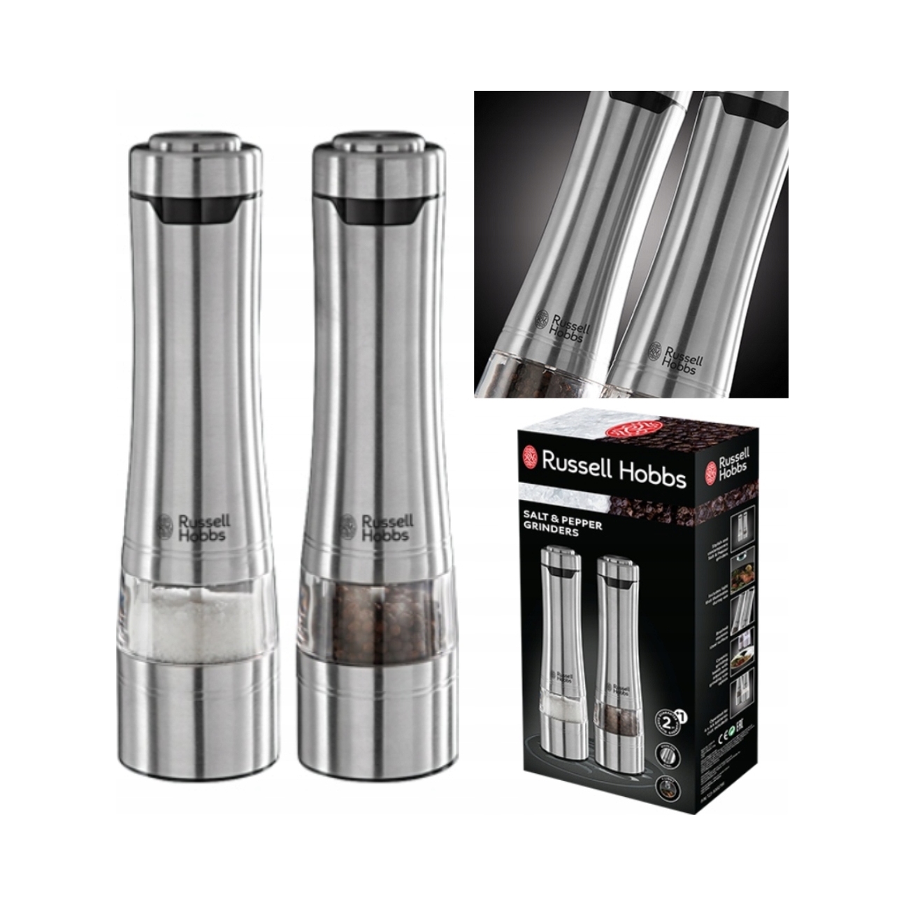 Młynek elektryczny Russell Hobbs 2x młynek elektryczny sól i pieprz srebrny