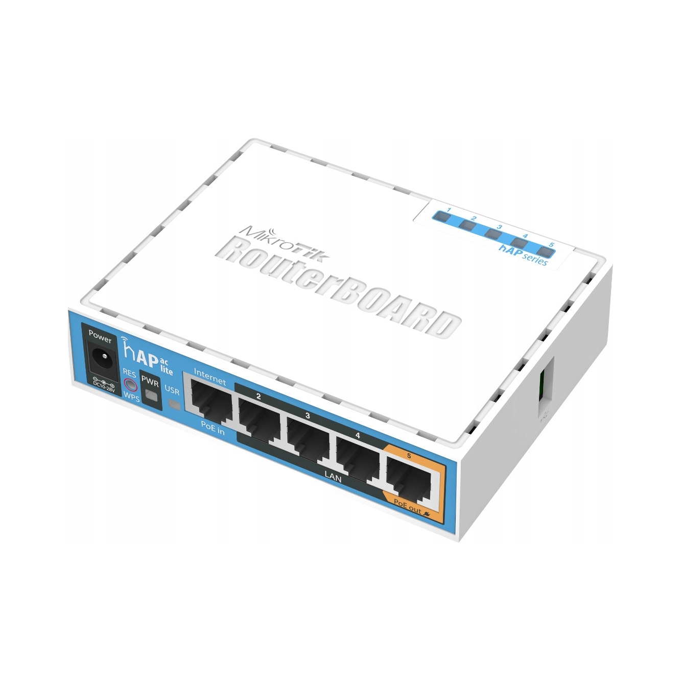 2× MikroTik hAP RB951Ui-2nD, router WiFi 2,4 GHz, 5xFE, PoE, USB + zasilacz