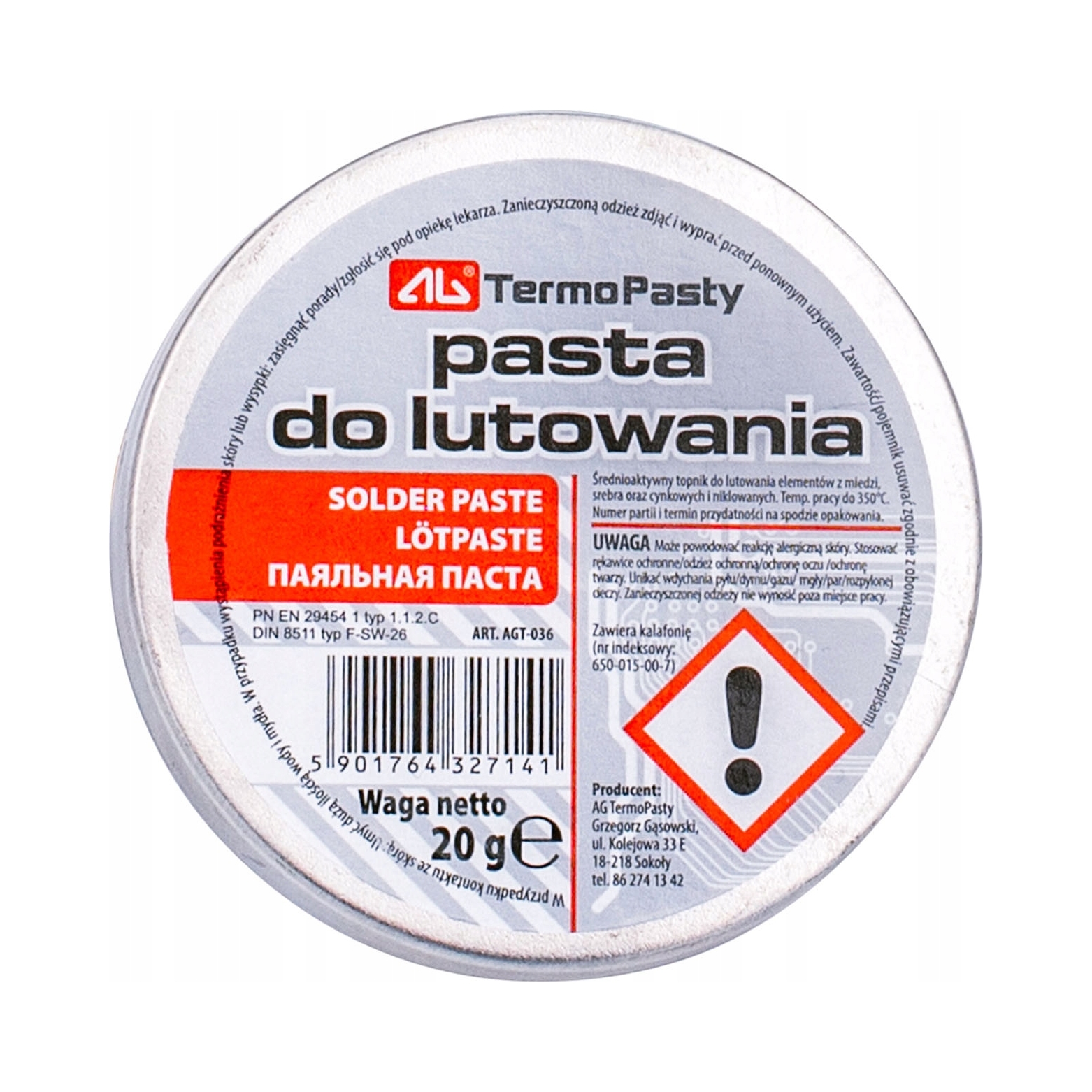 Pasta lutownicza 20g Ag Agt- 036 Ag TermoPasty