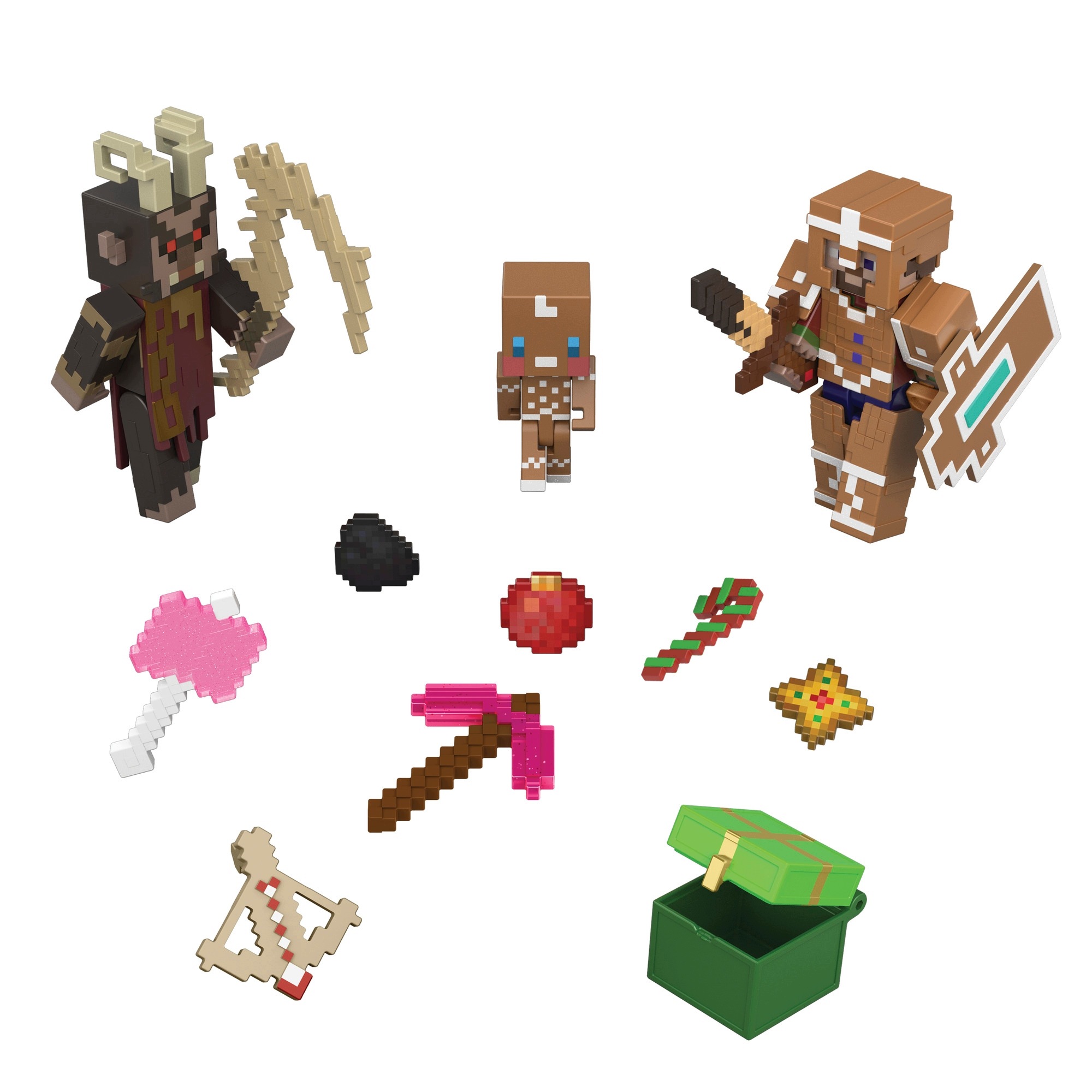 Адвент-календарь Minecraft Mattel, 3 фигурки, 15 аксессуаров и наклейки, от 6 лет — фото 2