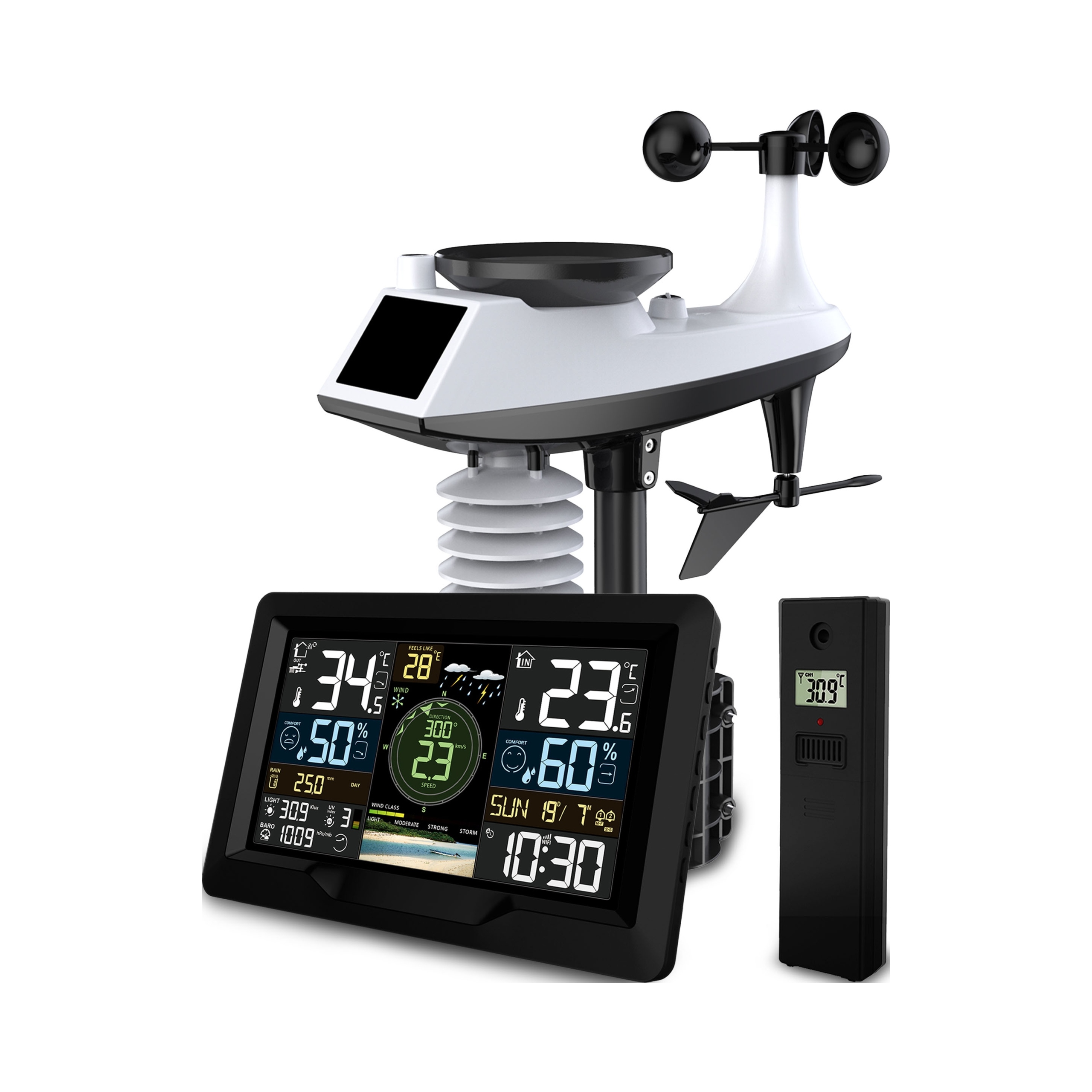 Berdsen BD-914 Meteorologická stanica so senzorom vetra a dažďa, čierna