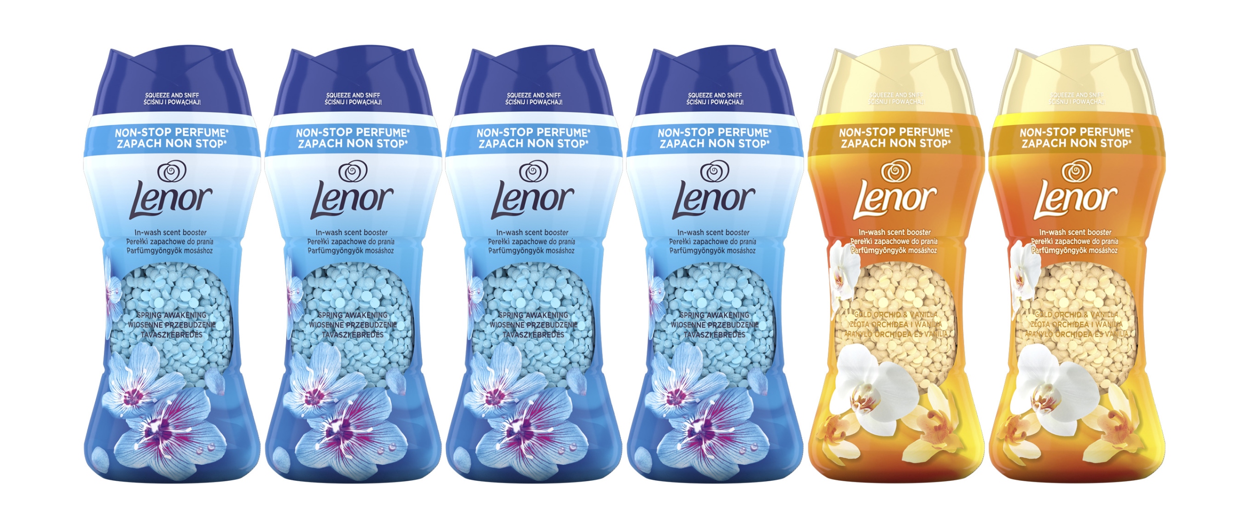 Lenor Perličky do praní Spring Awakening a Gold Orchid & Vanilla 6x195g