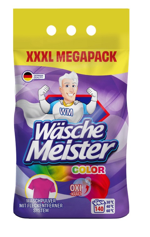 Levně Prášek na barevné prádlo Wasche Meister color 10,5 kg 140 praní Němčina