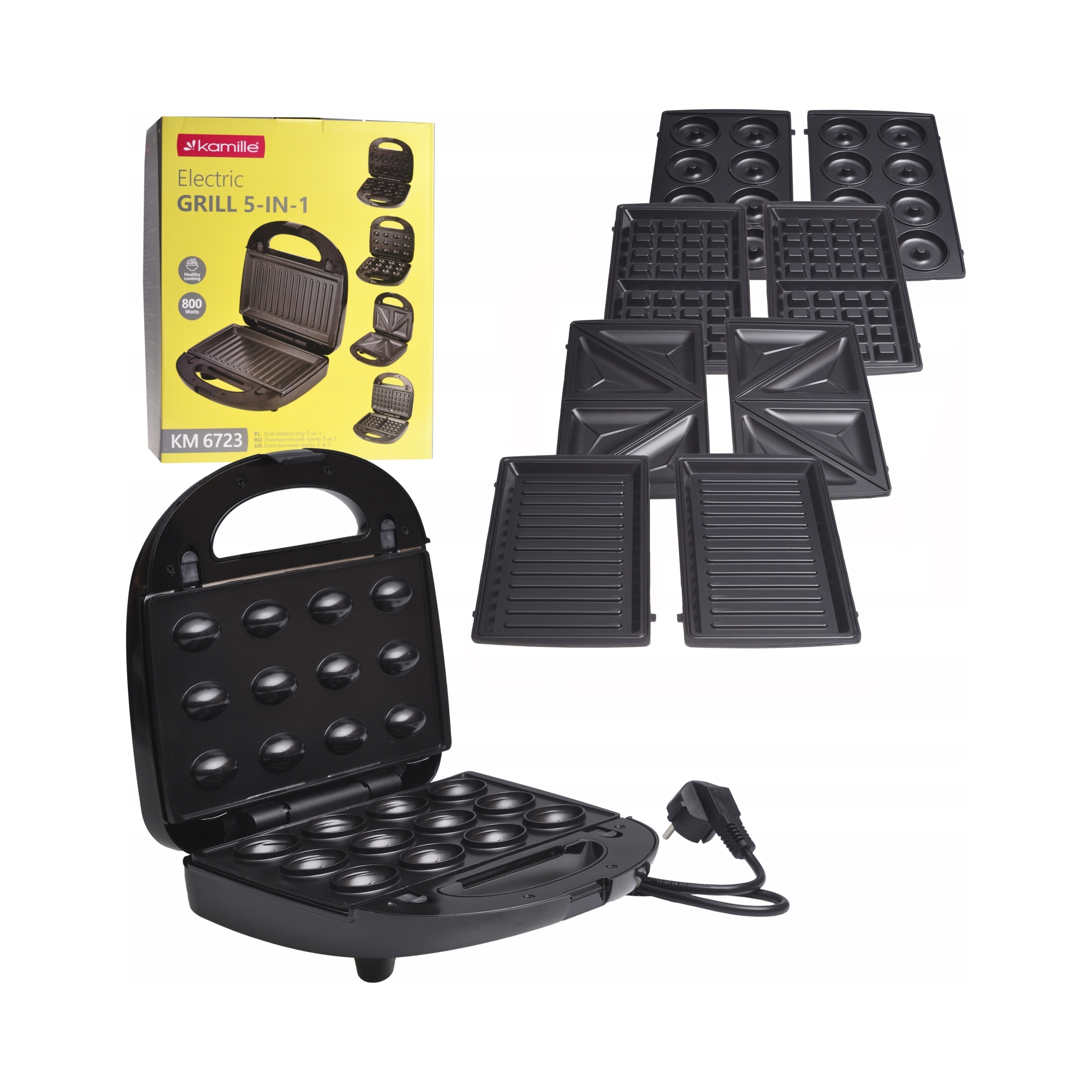 Opiekacz 5W1 Wielofunkcyjny Do Kanapek Toster Grill Elektryczny Stalowy