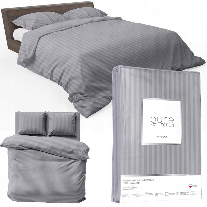 Komplet Pościel 3cz Kołdra 200X220CM 2x Poszewki 70X80 Bawełniana Adamaszek
