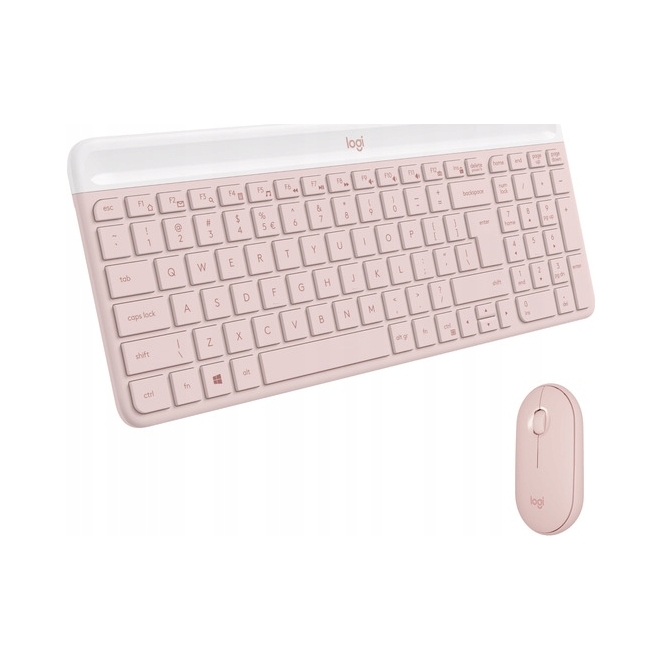 Bezdrôtová sada klávesnice a myši Logitech MK470 ružová, tenká