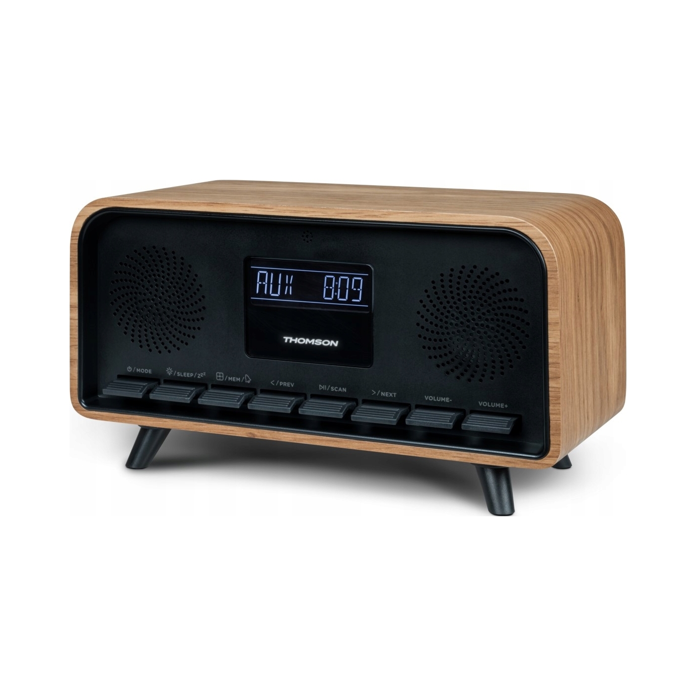 Thomson Głośnik drewniany bezprzewodowy Cosy Bluetooth Radio Fm Alarm LCD
